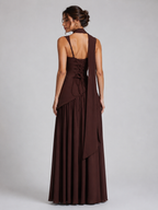 Women’s Maxi Dress with Draped Skirt and Side Slit