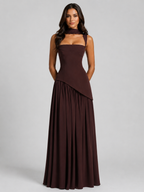Women’s Maxi Dress with Draped Skirt and Side Slit