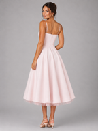 Women’s Midi Dress with Sweetheart Neckline and Full Skirt