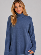 Women’s Oversized Longline Turtleneck Knit Sweater