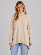 Women’s Oversized Longline Turtleneck Knit Sweater