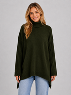 Women’s Oversized Longline Turtleneck Knit Sweater