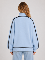 Women’s Oversized Turtleneck Knit Sweater with Contrast Trim