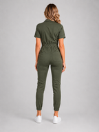 Women’s Short Sleeve Jumpsuit with Drawstring Waist