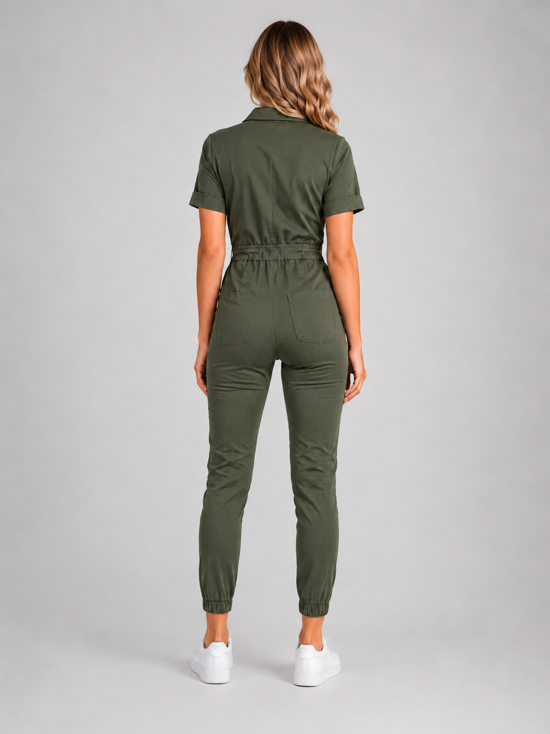 Women’s Short Sleeve Jumpsuit with Drawstring Waist