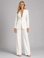 Women’s Single-Button Blazer and Wide-Leg Pant Set