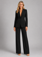 Women’s Single-Button Blazer and Wide-Leg Pant Set