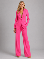Women’s Single-Button Blazer and Wide-Leg Pant Set