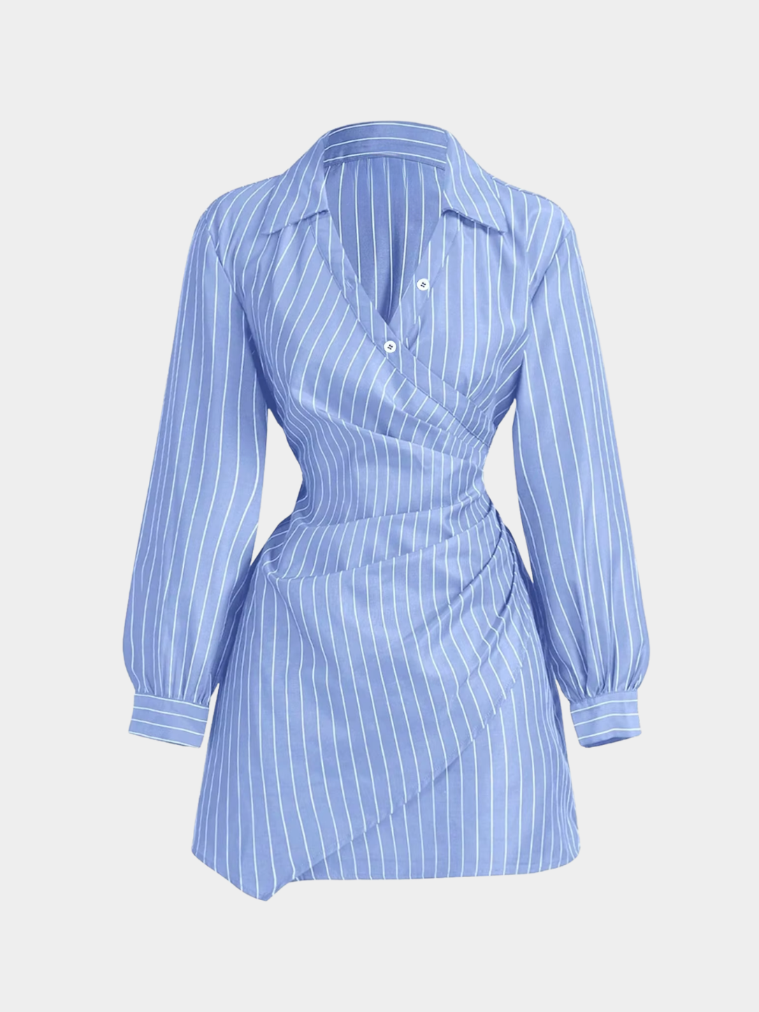 Women’s Striped Mini Wrap Dress with Asymmetrical Hem