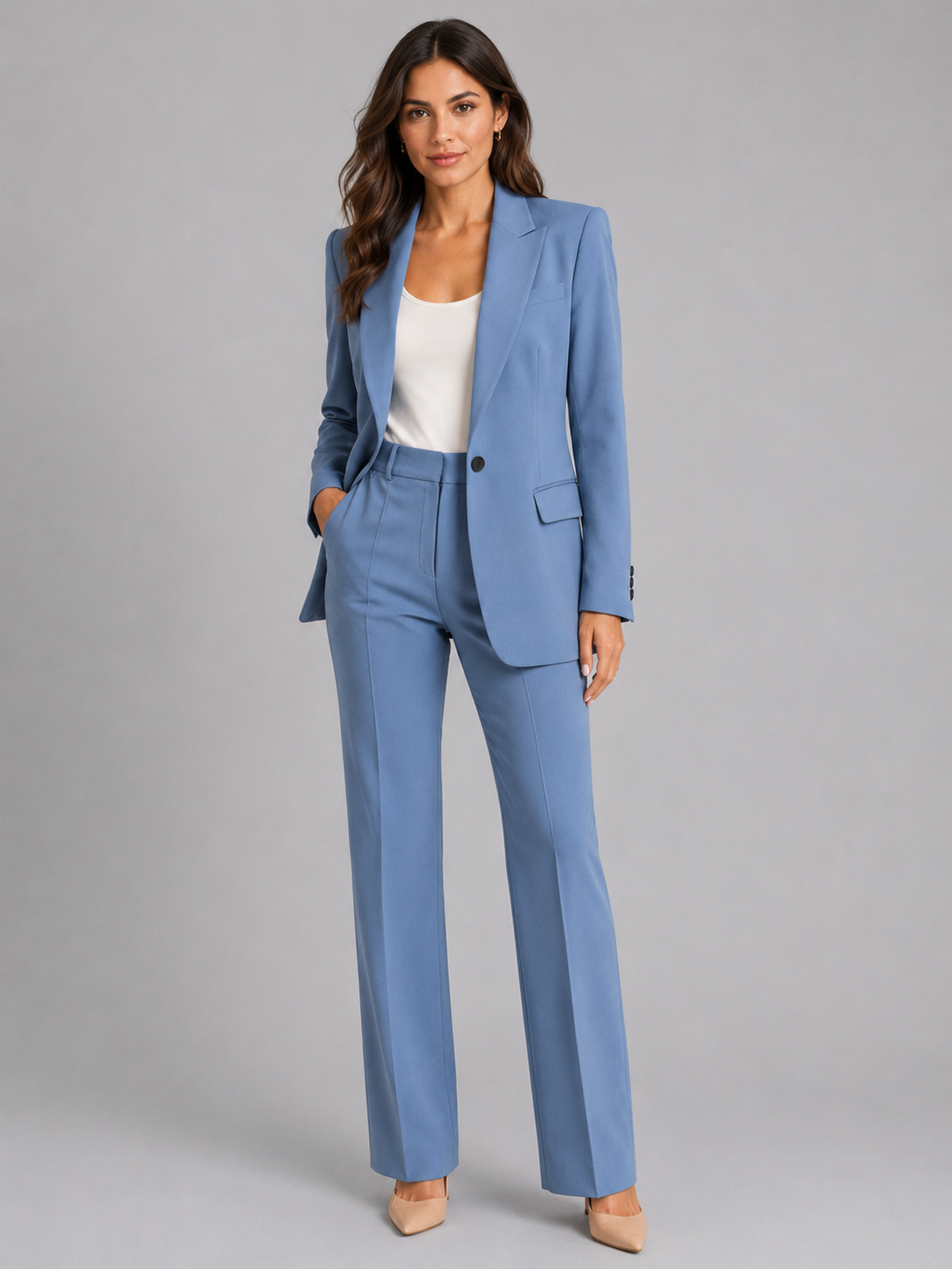 Women’s Tailored Blazer and Straight-Leg Pants Set