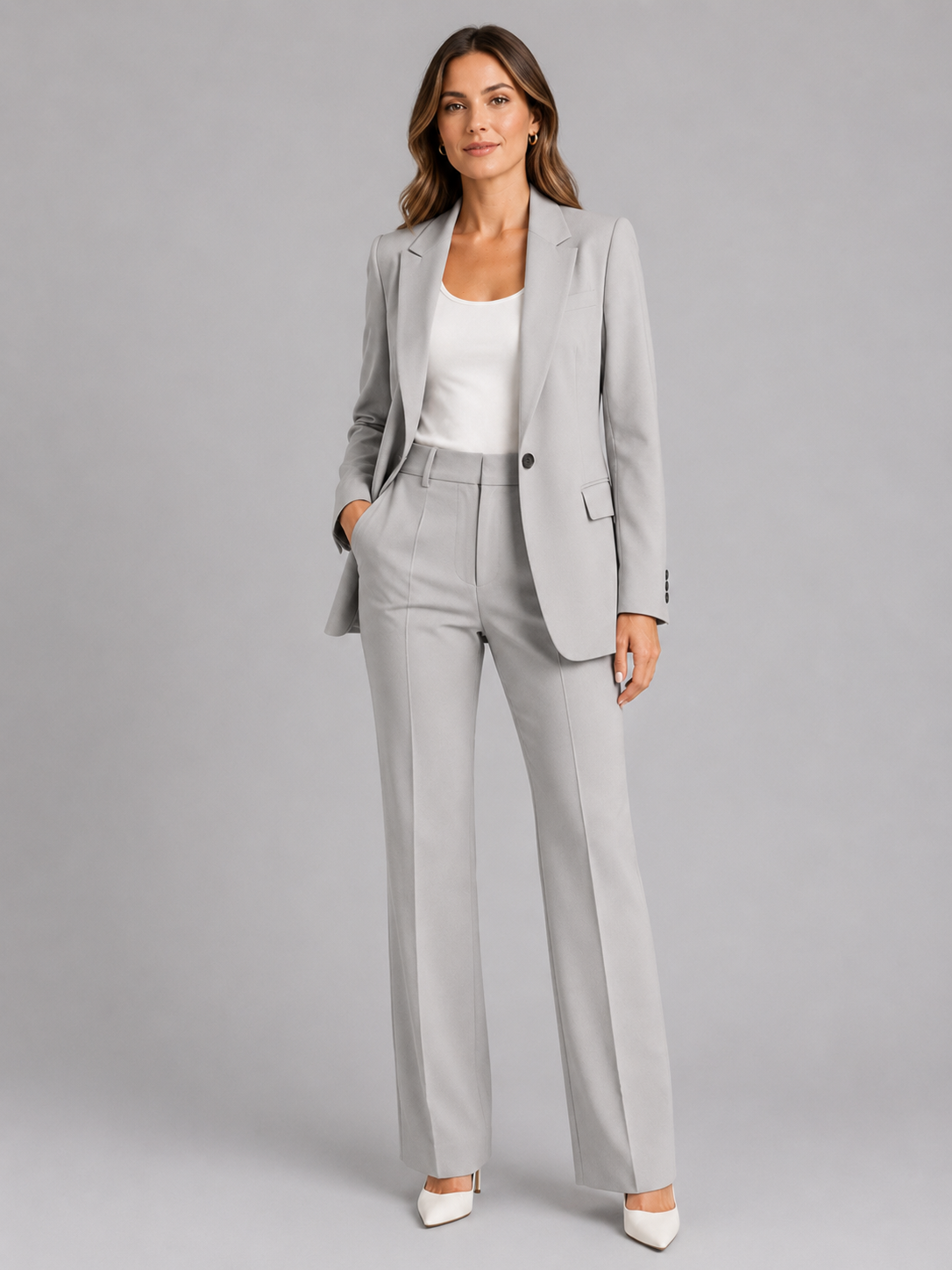 Women’s Tailored Blazer and Straight-Leg Pants Set
