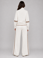 Women’s Two-Piece Lounge Set with Half Zip and Wide Leg Pants