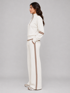 Women’s Two-Piece Lounge Set with Half Zip and Wide Leg Pants