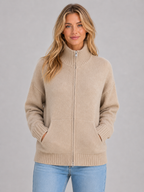 Women’s Zip Knit Cardigan with Funnel Neck