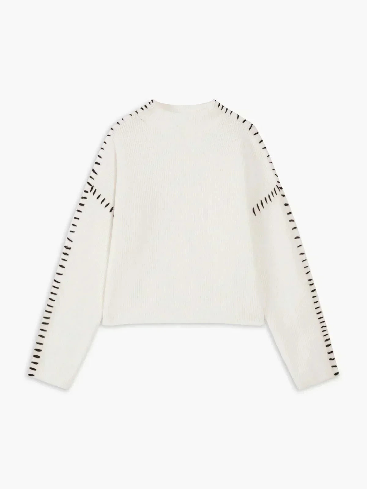 Women’s Oversized High-Neck Sweater with Contrast Stitching